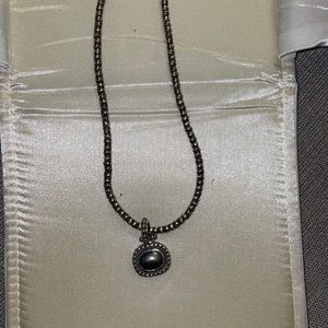 Silpada silver popcorn necklace with hematite pendant